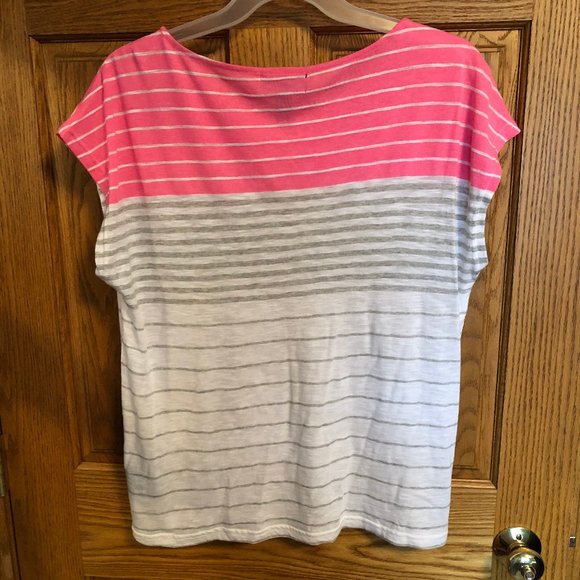 Loose Fit Crew Neck Striped Tee, Size Large - Picture 2 of 4